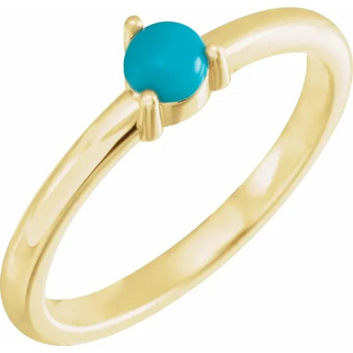 Yellow Gold Natural Turquoise Cabochon Ring