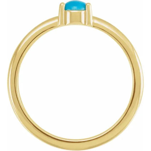 Yellow Gold Natural Turquoise Cabochon Ring