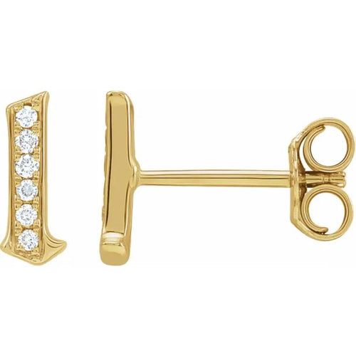 Yellow Gold Diamond Gothic Initial Earring
