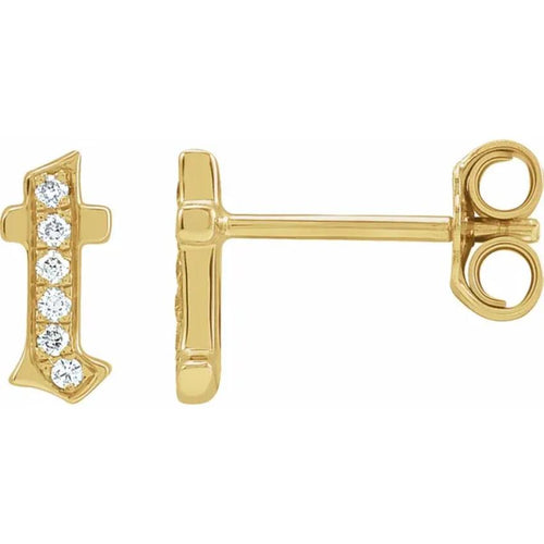 Yellow Gold Diamond Gothic Initial Earring