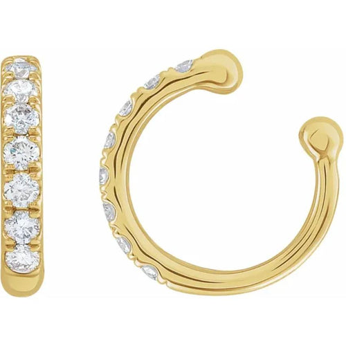 Yellow Gold Round DIamond Ear Cuff
