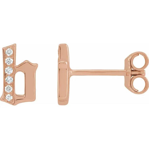 Rose Gold Diamond Gothic Initial Earring