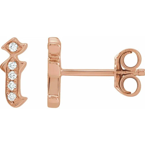 Rose Gold Diamond Gothic Initial Earring