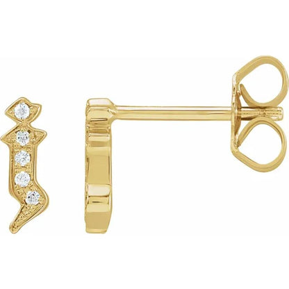 Yellow Gold Diamond Gothic Initial Earring