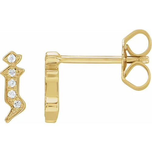 Yellow Gold Diamond Gothic Initial Earring