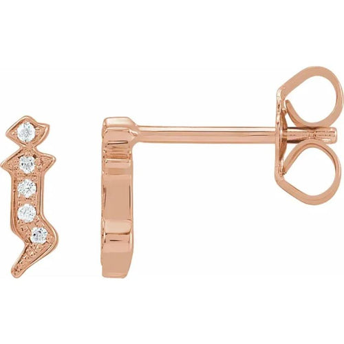 Rose Gold Diamond Gothic Initial Earring
