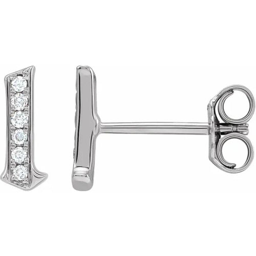 White Gold Diamond Gothic Initial Earring