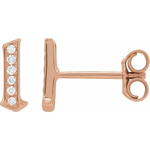 Rose Gold Diamond Gothic Initial Earring