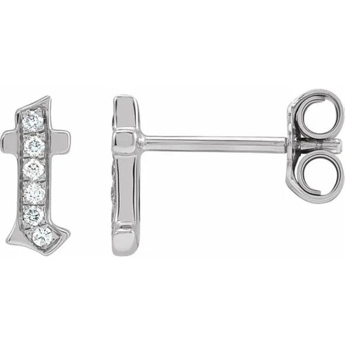 White Gold Diamond Gothic Initial Earring