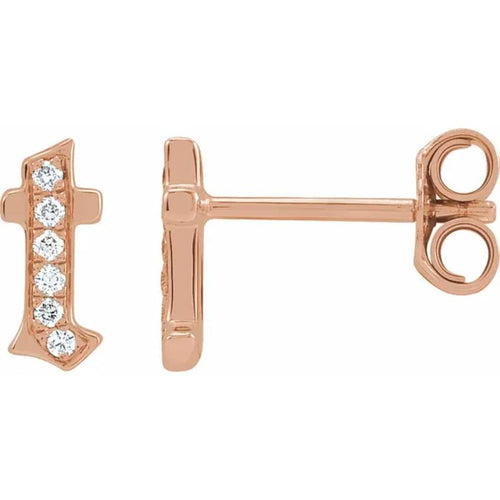 Rose Gold Diamond Gothic Initial Earring