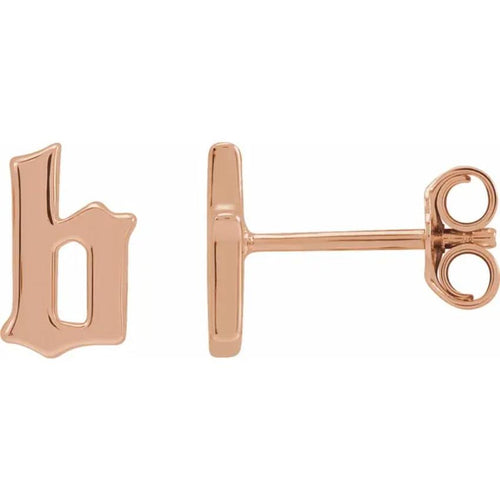 Rose Gold Gothic Initial Earring