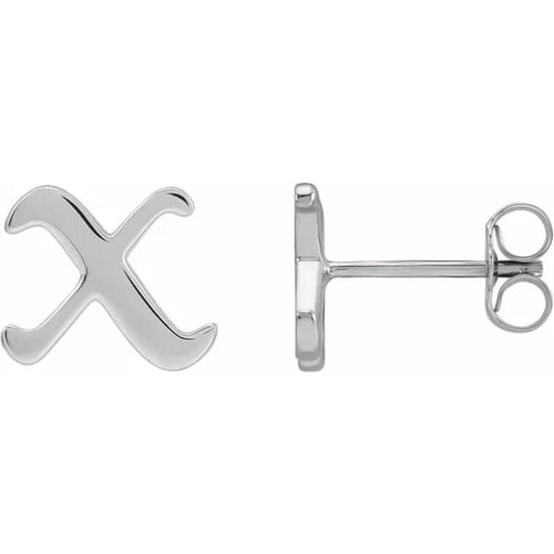 White Gold Gothic Initial Earring