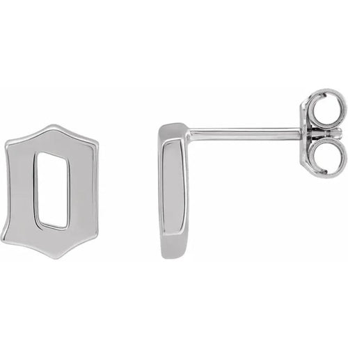 White Gold Gothic Initial Earring