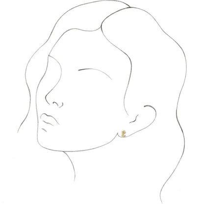 Yellow Gold Gothic Initial Earring