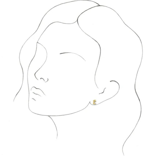 Yellow Gold Gothic Initial Earring