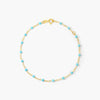 14K Gold Adjustable Turquoise Beaded Chain Bracelet