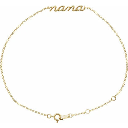 14K Yellow Gold Lowercase Script Nana Bracelet