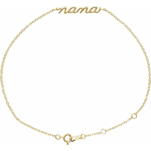 14K Yellow Gold Lowercase Script Nana Bracelet