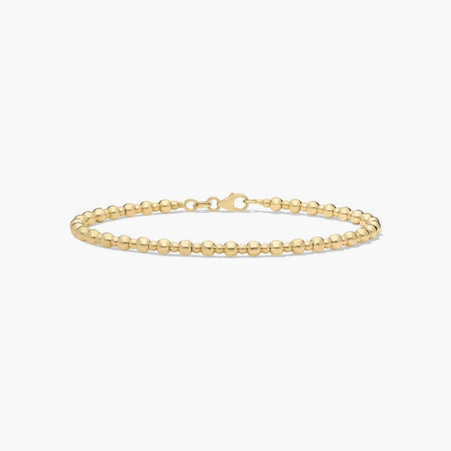 14K Gold Polished Beaded Chain Bracelet