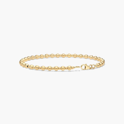 14K Gold Polished Beaded Chain Bracelet