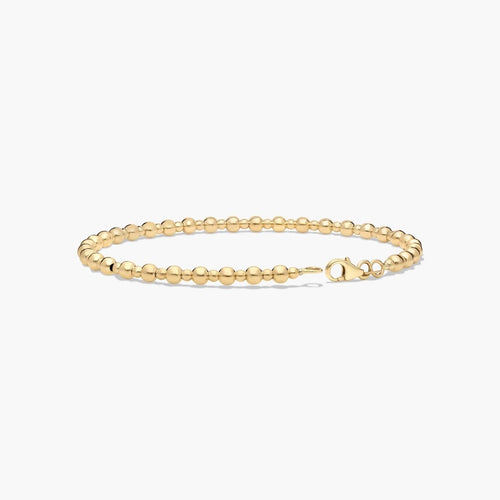 14K Gold Polished Beaded Chain Bracelet