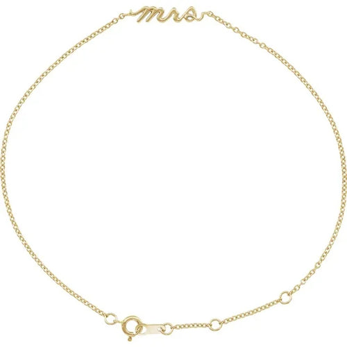 14K Yellow Gold Script Mrs Bracelet
