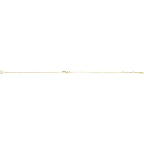 14K Yellow Gold Script Mrs Bracelet