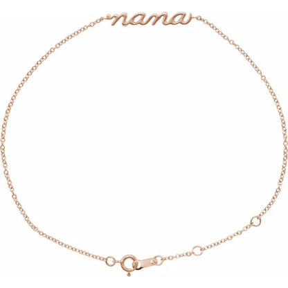 14K Rose Gold Lowercase Script Nana Bracelet