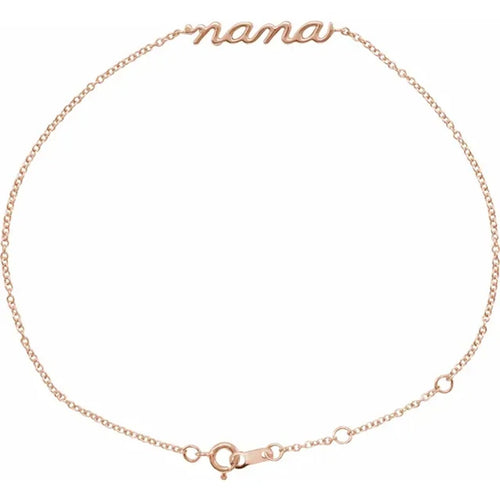 14K Rose Gold Lowercase Script Nana Bracelet