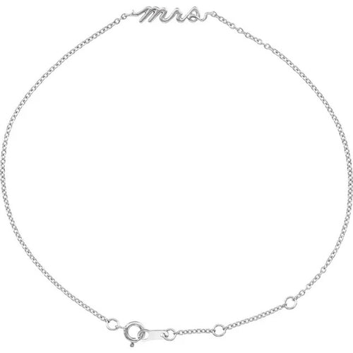 14K White Gold Script Mrs Bracelet