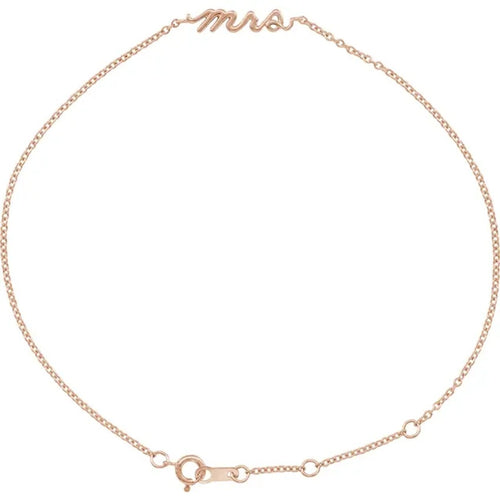 14K Rose Gold Script Mrs Bracelet