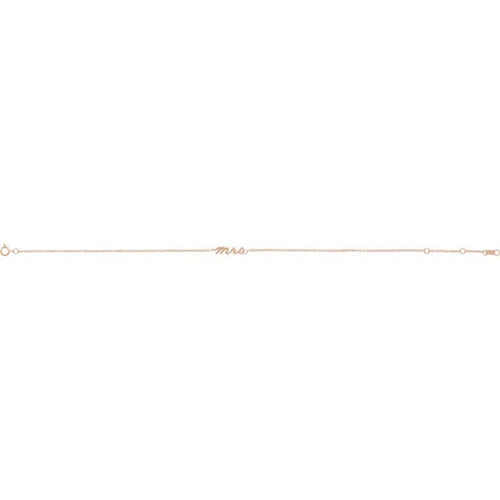 14K Rose Gold Script Mrs Bracelet