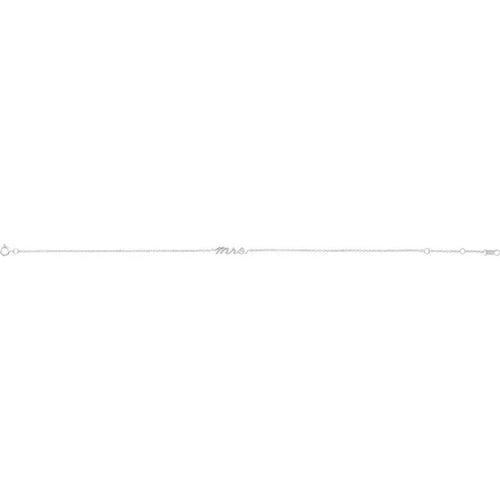 14K White Gold Script Mrs Bracelet