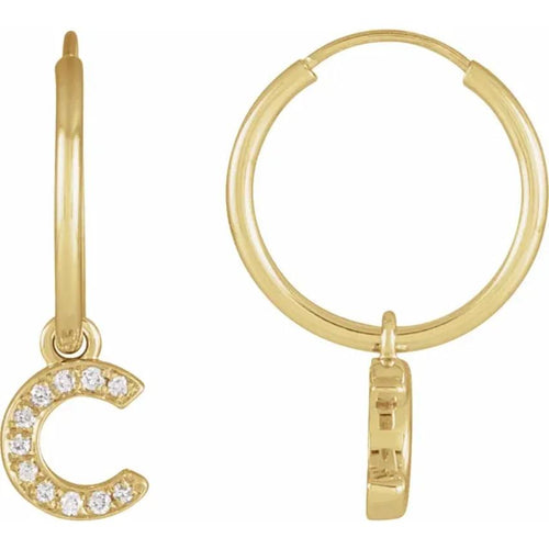 Yellow Gold Diaomond Hoop Earring