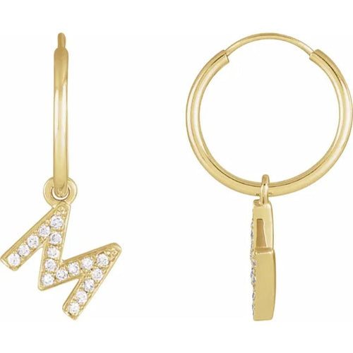 Yellow Gold Diaomond Hoop Earring