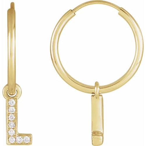 Yellow Gold Diaomond Hoop Earring