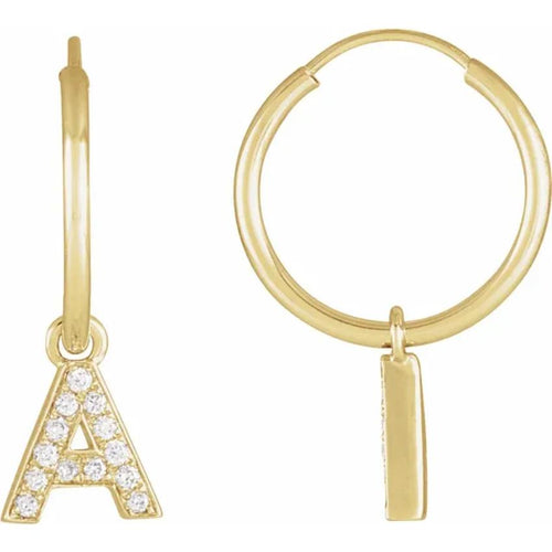 Yellow Gold Diaomond Hoop Earring