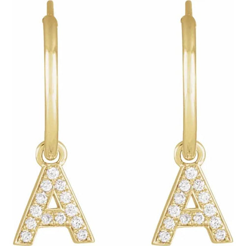Yellow Gold Diaomond Hoop Earring
