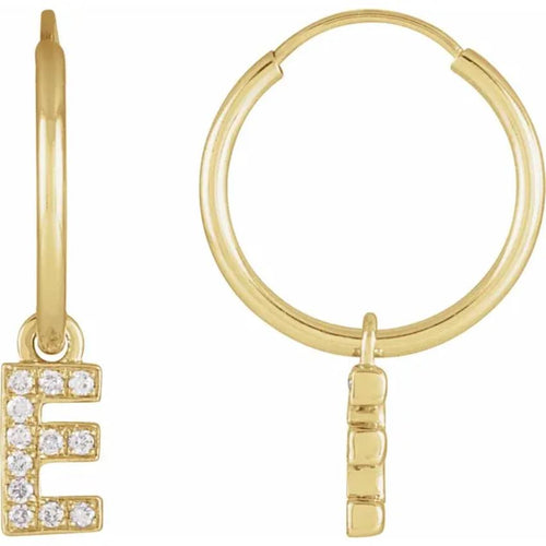 Yellow Gold Diaomond Hoop Earring