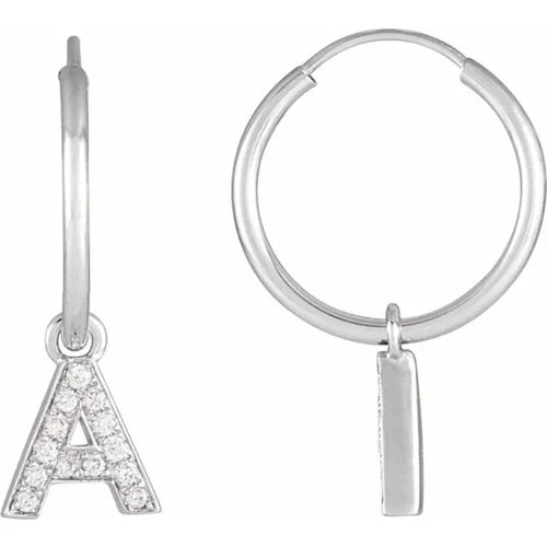 White Gold Diaomond Hoop Earring