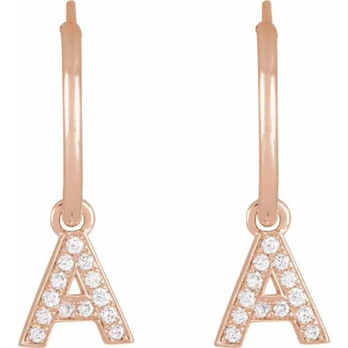 Rose Gold Diaomond Hoop Earring