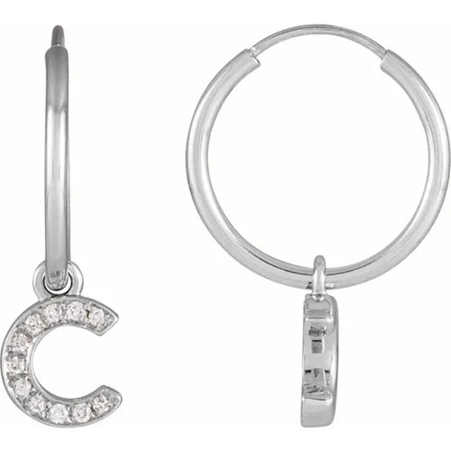 White Gold Diaomond Hoop Earring