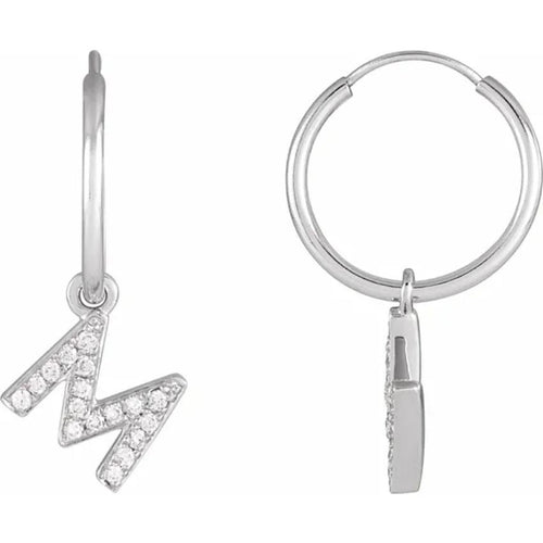 White Gold Diaomond Hoop Earring