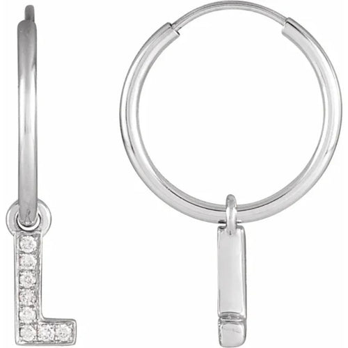 White Gold Diaomond Hoop Earring