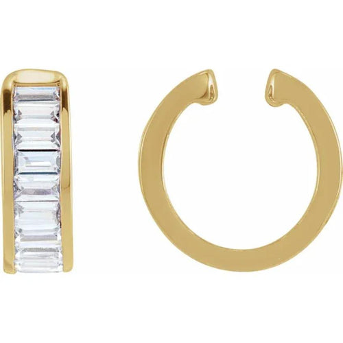 Yellow Gold Straight Baguette Diamond Ear Cuff