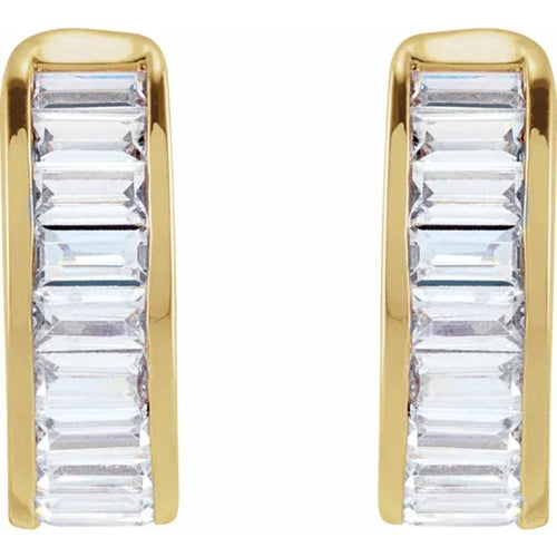 Yellow Gold Straight Baguette Diamond Ear Cuff