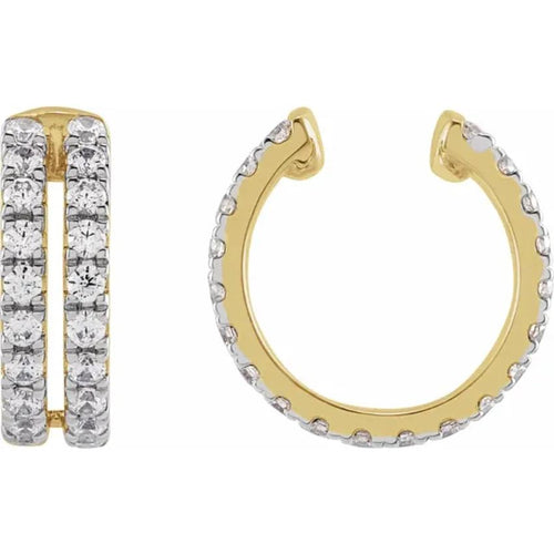 Yellow Gold Round Diamond Ear Cuff