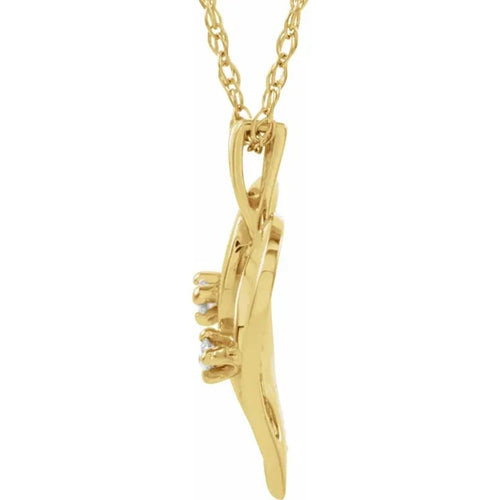 14K Yellow Gold Intertwined Heart Diamond Necklace