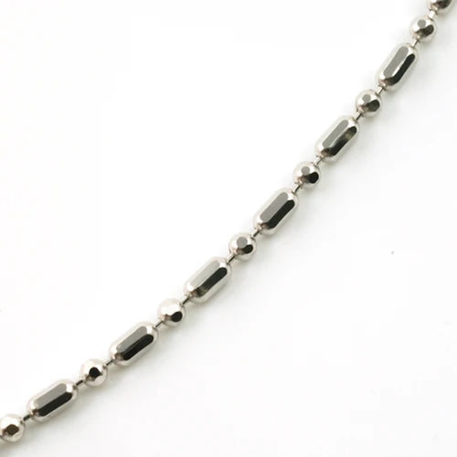14K White Gold Hollow Diamond-Cut Beaded Chain Bracelet