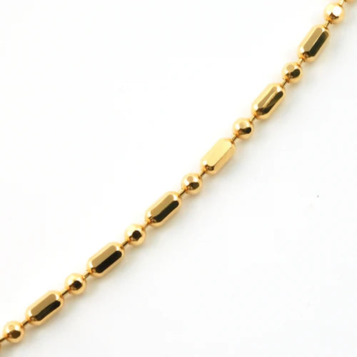 14K Yellow Gold Hollow Diamond-Cut Beaded Chain Bracelet